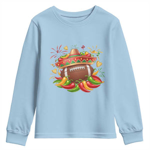 Funny Cinco De Mayo Football Youth Sweatshirt Mexican Fiesta Party TS12 Light Blue Print Your Wear