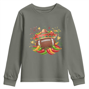 Funny Cinco De Mayo Football Youth Sweatshirt Mexican Fiesta Party TS12 Military Green Print Your Wear
