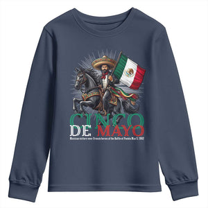 Cinco De Mayo Battle Of Puebla Youth Sweatshirt Historical Mexican Heritage TS12 Navy Print Your Wear