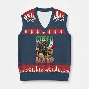 Cinco De Mayo Battle Of Puebla V-Neck Knit Sweater Vest Mexican Victory Heritage Pride TS12 Navy Red Print Your Wear