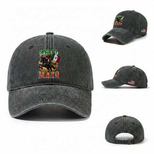 Cinco De Mayo Battle Of Puebla Washed Cotton Baseball Cap Mexican Victory Heritage Pride TS12 Washed Cap Universal Fit Dark Green Print Your Wear