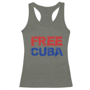 Free Cuba Racerback Tank Top Stand With Cuban People Gift TS12 Military Green Print Your Wear
