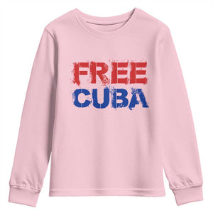 Free Cuba Youth Sweatshirt Stand With Cuban People Gift TS12 Light Pink Print Your Wear