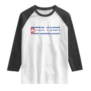 Viva Cuba Libre Raglan Shirt Cuban Freedom Movement TS12 White Heather Charcoal Print Your Wear
