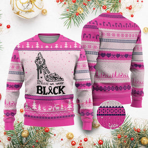 In May We Wear Black Ugly Christmas Sweater Skin Cancer Support Gift For Her TS12 Hot Pink Print Your Wear