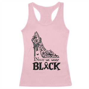 In May We Wear Black Racerback Tank Top Skin Cancer Support Gift For Her TS12 Light Pink Print Your Wear