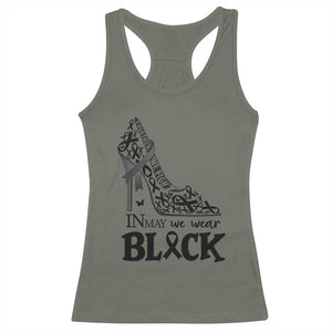 In May We Wear Black Racerback Tank Top Skin Cancer Support Gift For Her TS12 Military Green Print Your Wear