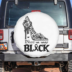 In May We Wear Black Spare Tire Cover Skin Cancer Support Gift For Her TS12 No hole White Print Your Wear