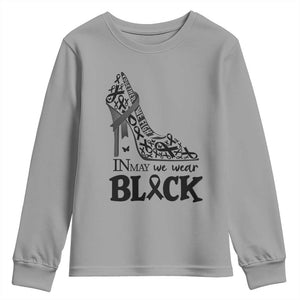 In May We Wear Black Youth Sweatshirt Skin Cancer Support Gift For Her TS12 Sport Gray Print Your Wear