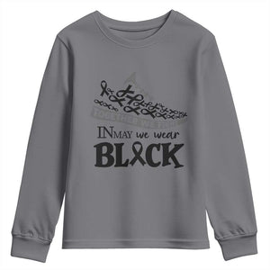 In May We Wear Black Youth Sweatshirt Melanoma Support Family Gift TS12 Charcoal Print Your Wear