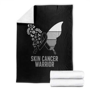 Floral Butterfly Melanoma Awarenes Throw Blanket Black Ribbon Warrior Support Gift TS12 Black Print Your Wear