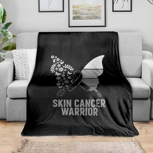 Floral Butterfly Melanoma Awarenes Throw Blanket Black Ribbon Warrior Support Gift TS12 Print Your Wear