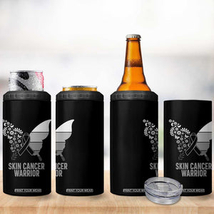 Floral Butterfly Melanoma Awarenes 4 in 1 Can Cooler Tumbler Black Ribbon Warrior Support Gift TS12 Print Your Wear
