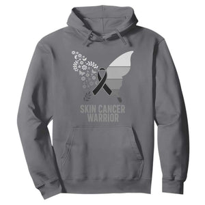 Floral Butterfly Melanoma Awarenes Hoodie Black Ribbon Warrior Support Gift TS12 Charcoal Print Your Wear