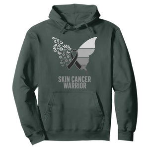 Floral Butterfly Melanoma Awarenes Hoodie Black Ribbon Warrior Support Gift TS12 Dark Forest Green Print Your Wear