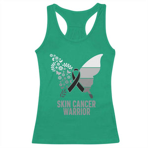 Floral Butterfly Melanoma Awarenes Racerback Tank Top Black Ribbon Warrior Support Gift TS12 Irish Green Print Your Wear
