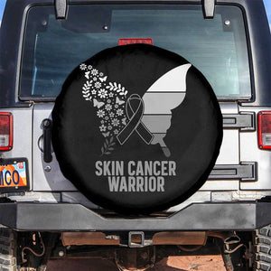 Floral Butterfly Melanoma Awarenes Spare Tire Cover Black Ribbon Warrior Support Gift TS12 No hole Black Print Your Wear