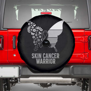 Floral Butterfly Melanoma Awarenes Spare Tire Cover Black Ribbon Warrior Support Gift TS12 Black Print Your Wear