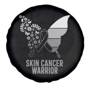 Floral Butterfly Melanoma Awarenes Spare Tire Cover Black Ribbon Warrior Support Gift TS12 Print Your Wear