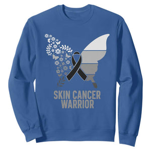 Floral Butterfly Melanoma Awarenes Sweatshirt Black Ribbon Warrior Support Gift TS12 Royal Blue Print Your Wear