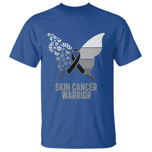 Floral Butterfly Melanoma Awarenes T Shirt Black Ribbon Warrior Support Gift TS12 Royal Blue Print Your Wear