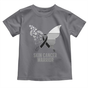 Floral Butterfly Melanoma Awarenes Toddler T Shirt Black Ribbon Warrior Support Gift TS12 Charcoal Print Your Wear