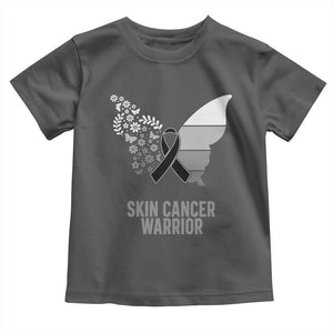 Floral Butterfly Melanoma Awarenes Toddler T Shirt Black Ribbon Warrior Support Gift TS12 Dark Heather Print Your Wear