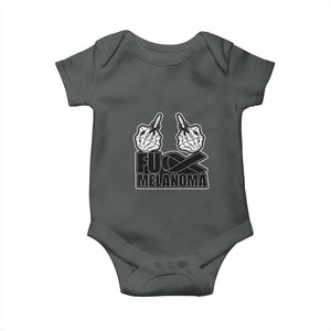 Fuck Melanoma Baby Onesie Skeleton Hand Black Ribbon Awareness TS12 Dark Heather Print Your Wear