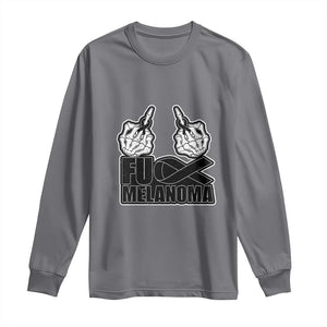 Fuck Melanoma Long Sleeve Shirt Skeleton Hand Black Ribbon Awareness TS12 Charcoal Print Your Wear