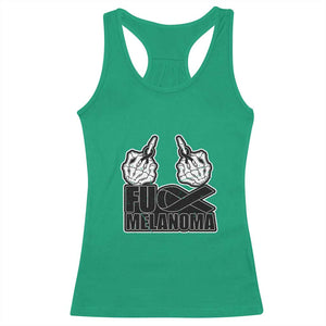 Fuck Melanoma Racerback Tank Top Skeleton Hand Black Ribbon Awareness TS12 Irish Green Print Your Wear