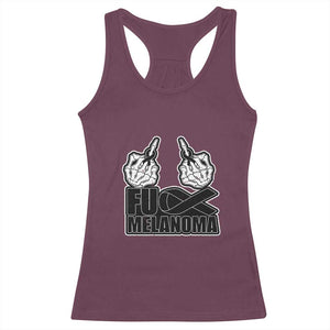 Fuck Melanoma Racerback Tank Top Skeleton Hand Black Ribbon Awareness TS12 Maroon Print Your Wear