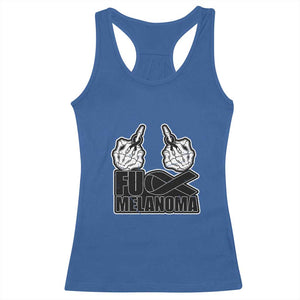 Fuck Melanoma Racerback Tank Top Skeleton Hand Black Ribbon Awareness TS12 Royal Blue Print Your Wear