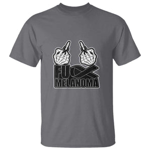 Fuck Melanoma T Shirt Skeleton Hand Black Ribbon Awareness TS12 Charcoal Print Your Wear