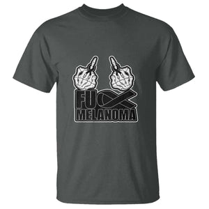 Fuck Melanoma T Shirt Skeleton Hand Black Ribbon Awareness TS12 Dark Heather Print Your Wear