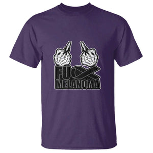 Fuck Melanoma T Shirt Skeleton Hand Black Ribbon Awareness TS12 Purple Print Your Wear