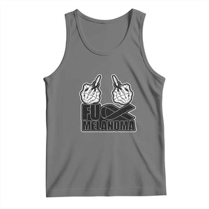 Fuck Melanoma Tank Top Skeleton Hand Black Ribbon Awareness TS12 Black Heather Print Your Wear