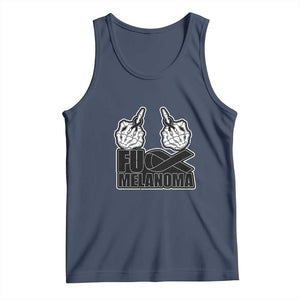 Fuck Melanoma Tank Top Skeleton Hand Black Ribbon Awareness TS12 Navy Print Your Wear