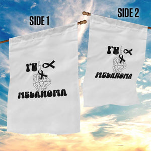 Fuck Melanoma Awareness Garden Flag Skeleton Hand Ribbon Warrior Gift TS12 Print Your Wear