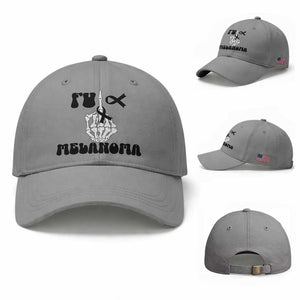 Fuck Melanoma Awareness Baseball Cap Skeleton Hand Ribbon Warrior Gift TS12 Baseball Cap Universal Fit Sport Gray Print Your Wear
