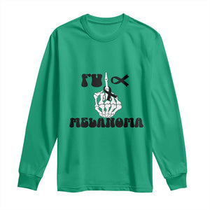 Fuck Melanoma Awareness Long Sleeve Shirt Skeleton Hand Ribbon Warrior Gift TS12 Irish Green Print Your Wear