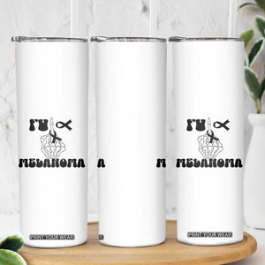 Fuck Melanoma Awareness Skinny Tumbler Skeleton Hand Ribbon Warrior Gift TS12 Print Your Wear