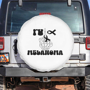 Fuck Melanoma Awareness Spare Tire Cover Skeleton Hand Ribbon Warrior Gift TS12 No hole White Print Your Wear