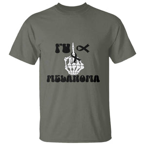 Fuck Melanoma Awareness T Shirt Skeleton Hand Ribbon Warrior Gift TS12 Military Green Print Your Wear