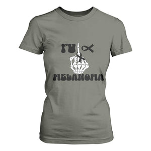 Fuck Melanoma Awareness T Shirt For Women Skeleton Hand Ribbon Warrior Gift TS12 Military Green Print Your Wear
