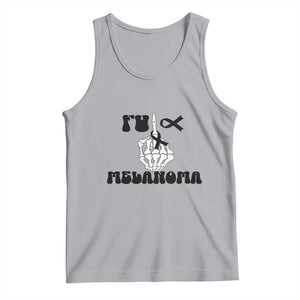Fuck Melanoma Awareness Tank Top Skeleton Hand Ribbon Warrior Gift TS12 Athletic Heather Print Your Wear