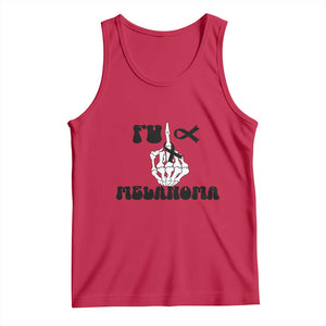 Fuck Melanoma Awareness Tank Top Skeleton Hand Ribbon Warrior Gift TS12 Red Print Your Wear