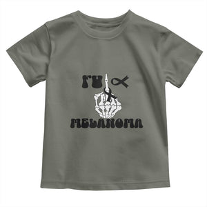 Fuck Melanoma Awareness Toddler T Shirt Skeleton Hand Ribbon Warrior Gift TS12 Military Green Print Your Wear