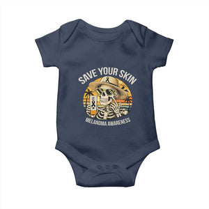 Funny Melanoma Cancer Awareness Graphic Baby Onesie Save Your Skin TS12 Navy Print Your Wear