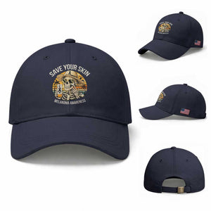 Funny Melanoma Cancer Awareness Graphic Baseball Cap Save Your Skin TS12 Baseball Cap Universal Fit Navy Print Your Wear