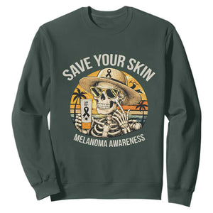Funny Melanoma Cancer Awareness Graphic Sweatshirt Save Your Skin TS12 Dark Forest Green Print Your Wear